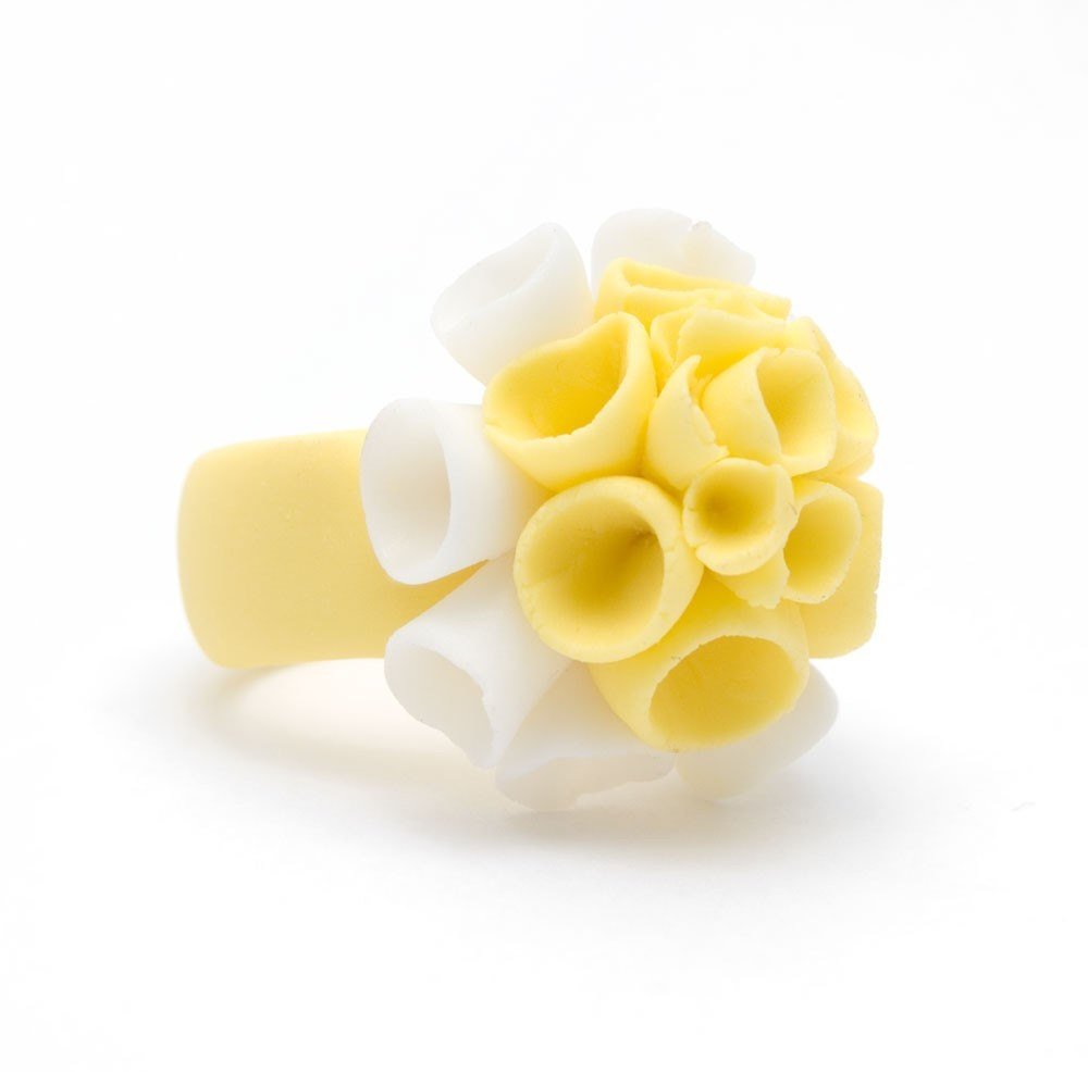 San Martin Yellow And White Porcelain Ring One Of A Kind